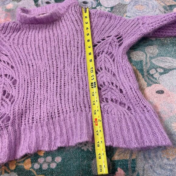 Odd Molly Sweater Womens XS Purple Knit Cropped Pullover Mock Neck Wool Blend - Picture 10 of 16